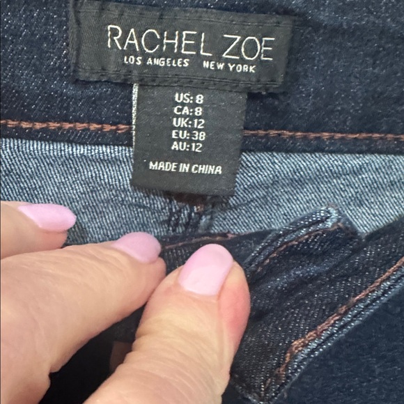 Rachel Zoe Dark Wash Denim Bermuda Shorts Size 8 Tailored Stretch - Picture 4 of 6